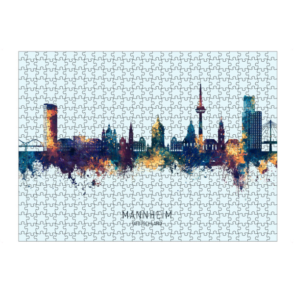 Puzzle Ravensburger "Mannheim Skyline BlueOrange" artboxONE - Städte