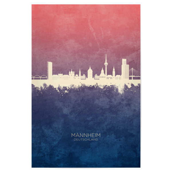 Poster "Mannheim Germany Skyline BlueRose" artboxONE - Städte