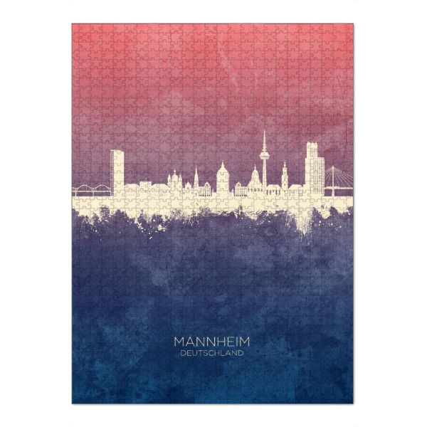 Puzzle Ravensburger "Mannheim Germany Skyline BlueRose" artboxONE - Städte