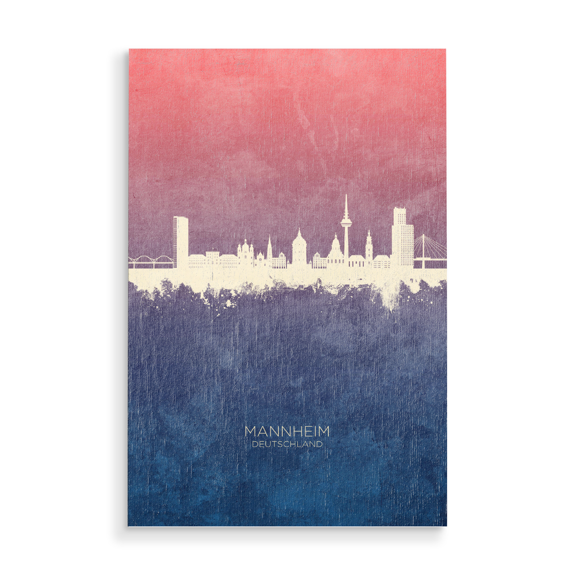 Holzbild "Mannheim Germany Skyline BlueRose" artboxONE - Städte