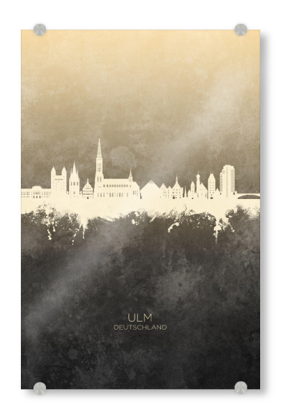 Acrylglasbild "Ulm Germany Skyline Taupe" artboxONE - Städte - Ulm,Deutschland,Skyline,Cityscape,Stadtbild,Watercolor,Painting,City,Stadt,Germany