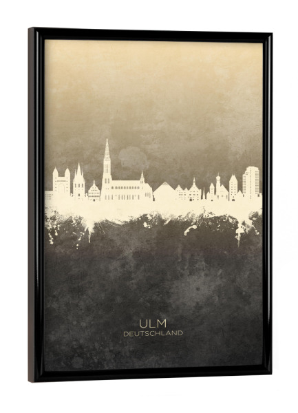 Poster mit schwarzem Rahmen "Ulm Germany Skyline Taupe" artboxONE - Städte