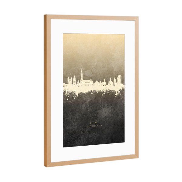 Poster mit Rahmen Kupfer "Ulm Germany Skyline Taupe" artboxONE - Städte