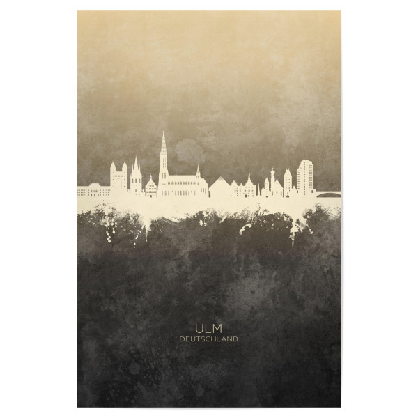 Poster 30x20 cm "Ulm Germany Skyline Taupe" artboxONE - Städte - Ulm,Deutschland,Skyline,Cityscape,Stadtbild,Watercolor,Painting,City,Stadt,Germany