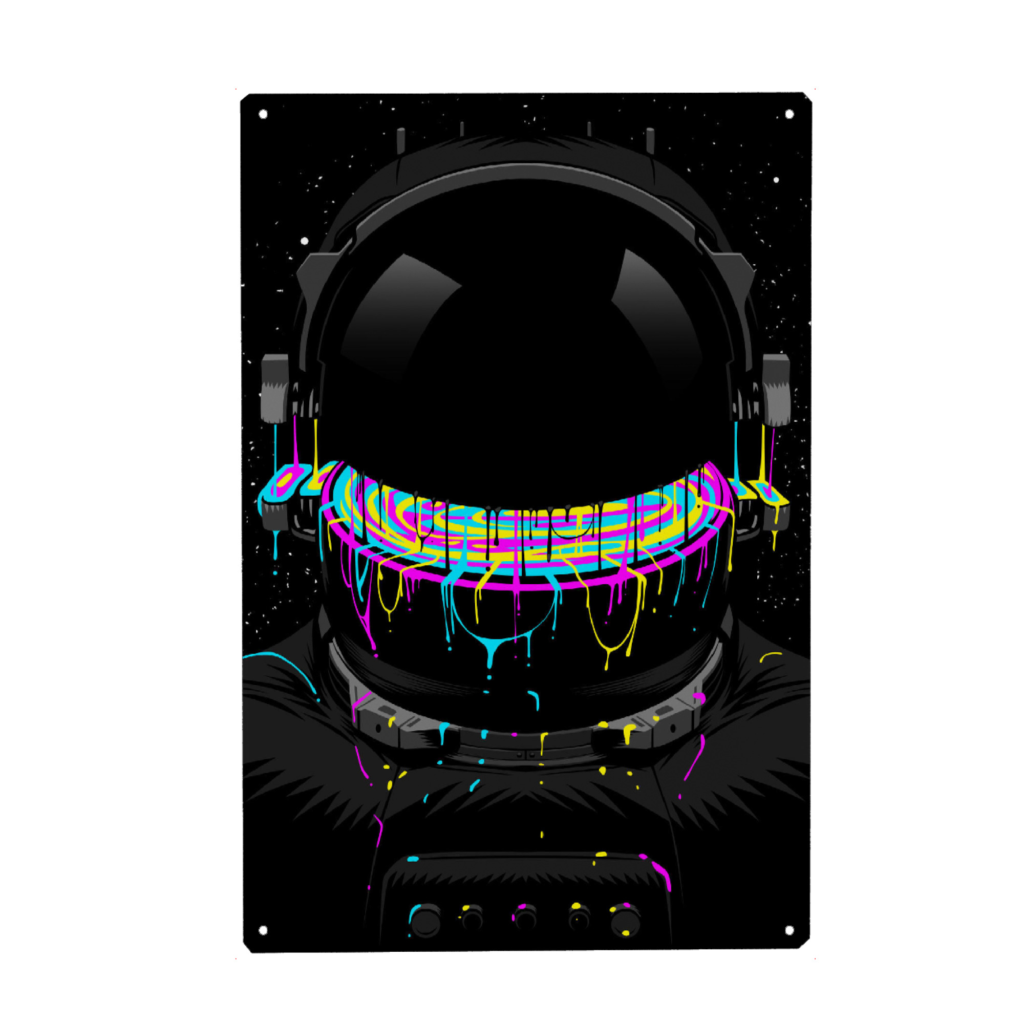 Metall Poster "Astronaut with colorful paint" artboxONE - Comic,Abstrakt,Galaxy