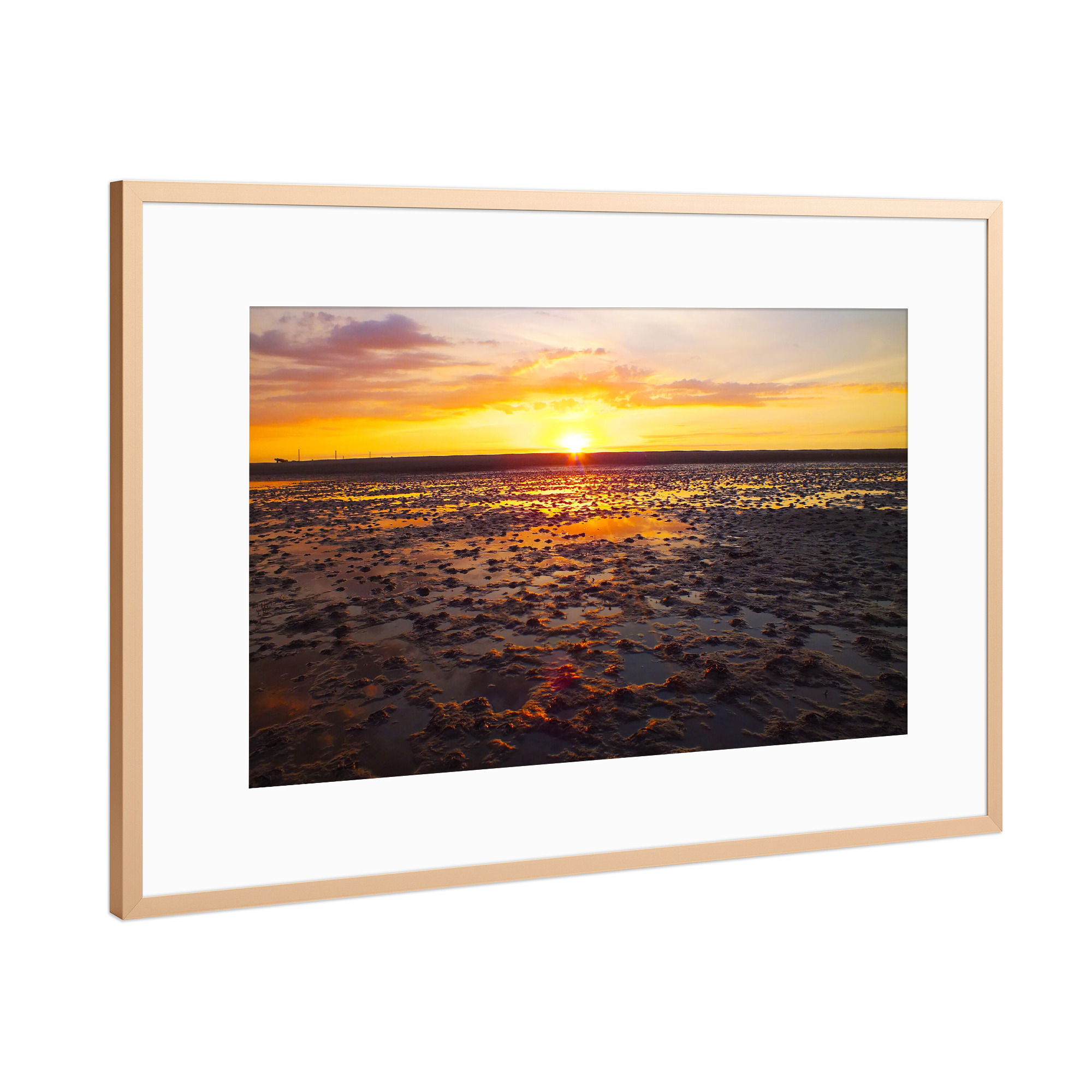 Poster mit Rahmen Kupfer "Sunset at Borkum" artboxONE - Natur,Reise,Reise / Strand und Meer