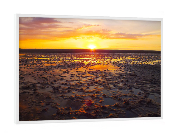 Poster mit weißem Rahmen "Sunset at Borkum" artboxONE - Natur,Reise,Reise / Strand und Meer