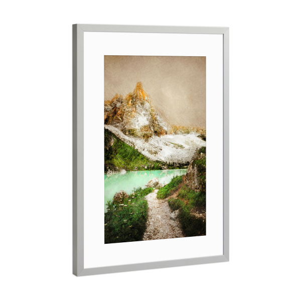 Poster mit Rahmen Silber "Italy Sorapiss Lake" artboxONE - Natur,Reise