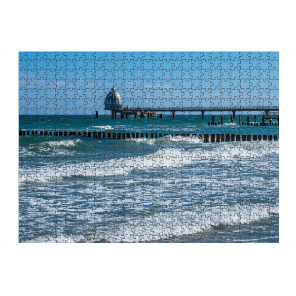 artboxONE Puzzle "Wellen, Buhne und Seebrücke" artboxONE - Natur,Reise,Architektur,Reise / Strand und Meer