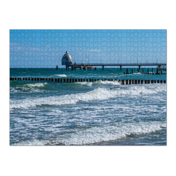 Puzzle Ravensburger "Wellen, Buhne und Seebrücke" artboxONE - Natur,Reise,Architektur,Reise / Strand und Meer