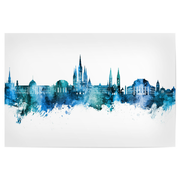 Poster 30x20 cm "Wiesbaden Germany Skyline Blue" artboxONE - Städte