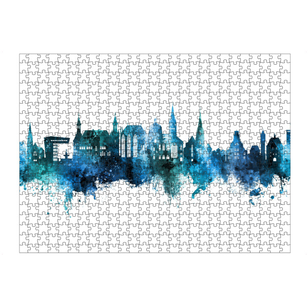 Puzzle Ravensburger "Aachen Germany Skyline Blue" artboxONE - Städte