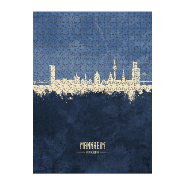 Puzzle Ravensburger "Mannheim Germany Skyline Navy" artboxONE - Städte