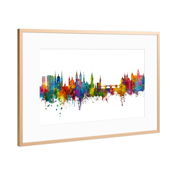 Poster mit Rahmen Kupfer "Würzburg Germany Skyline" artboxONE - Städte