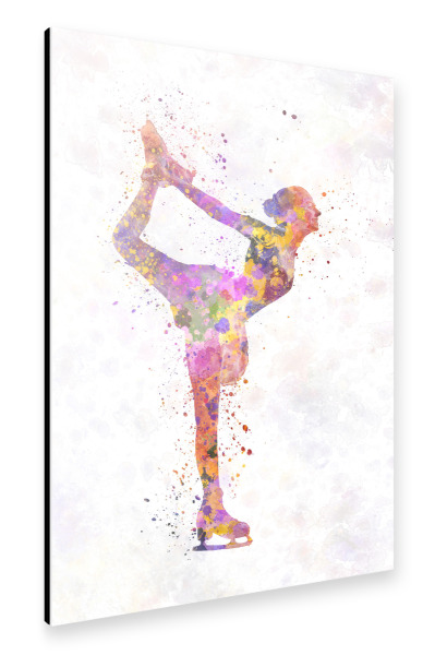 Alu-Dibond "Watercolor ice skating-b" 30x20 cm artboxONE