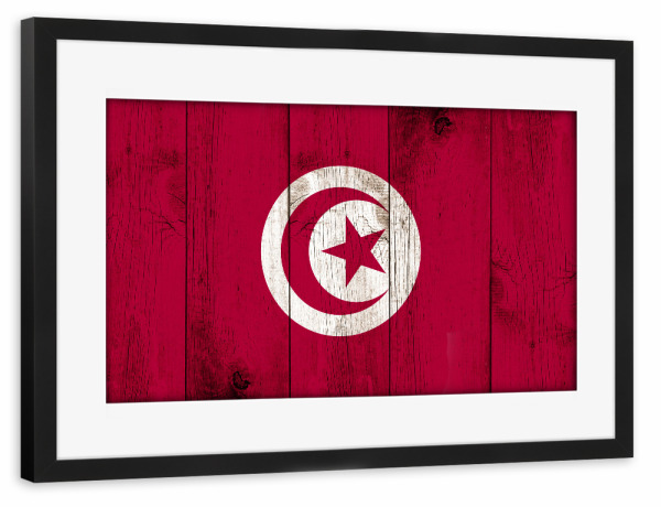 Poster mit Rahmen schwarz "Tunesien Vintage Flagge" artboxONE - Reise / Afrika - Fahne,Flagge,Vintage,Grunge,Tunesien,Flag,Reise,Travel