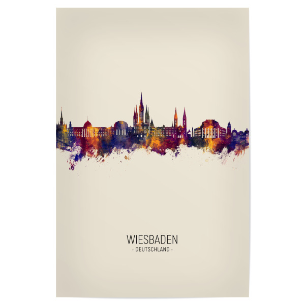 Poster "Wiesbaden Germany Skyline Beige" artboxONE - Städte