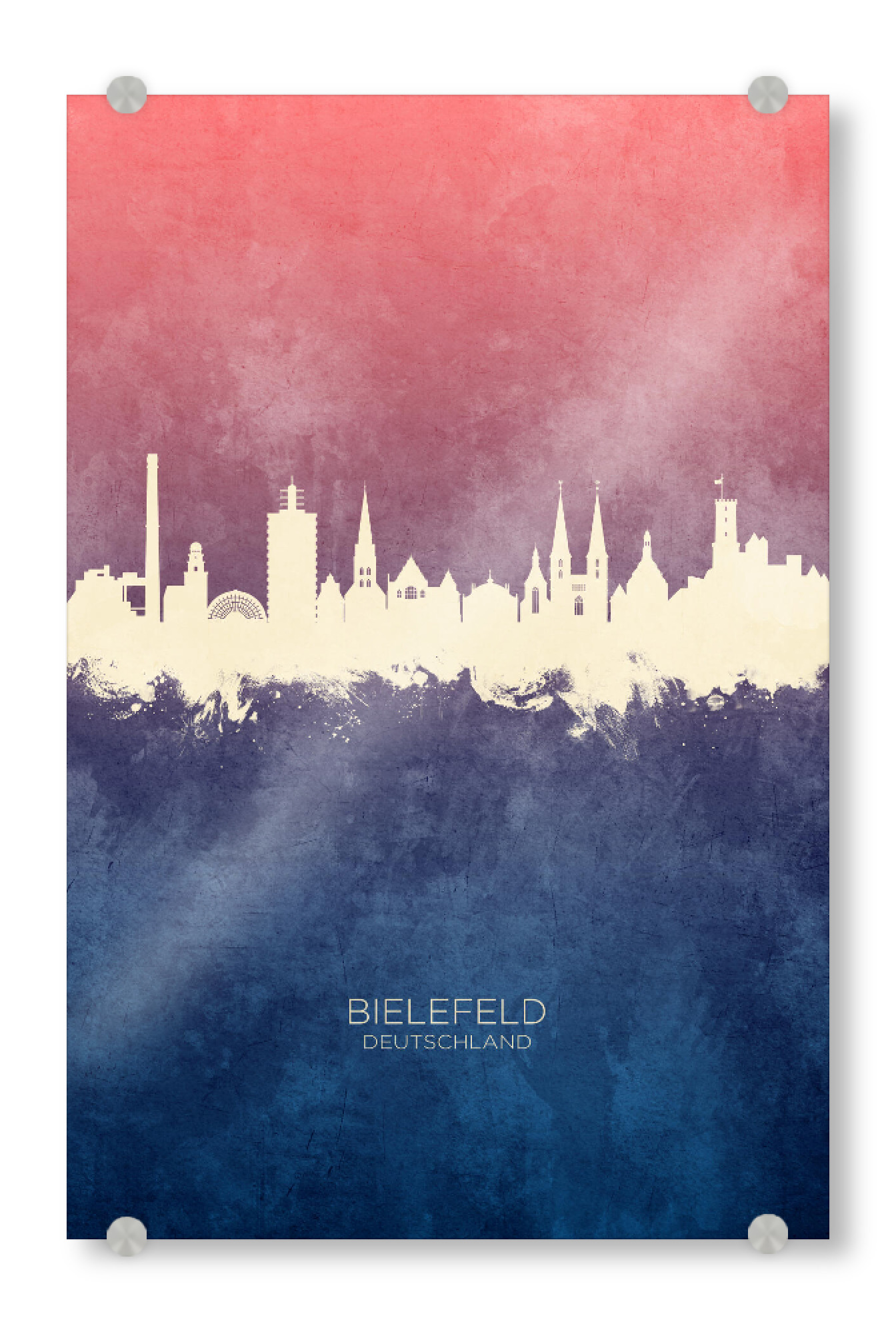 Acrylglasbild "Bielefeld Skyline BlueRose" artboxONE - Städte