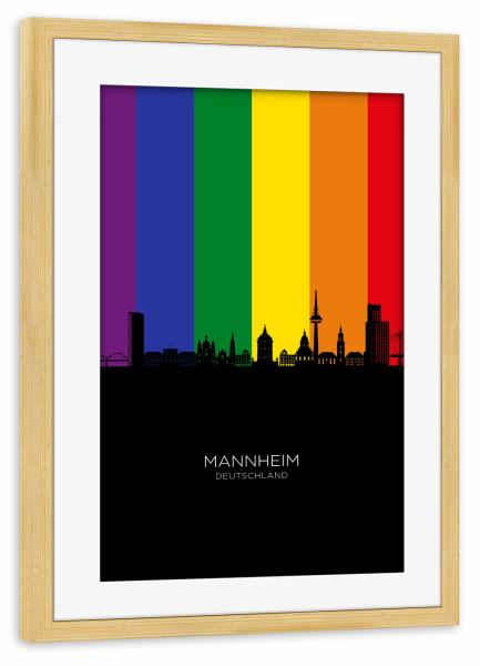 Poster mit Rahmen kiefer "Mannheim Germany Skyline Pride" artboxONE - Städte