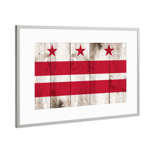 Poster mit Rahmen Silber "Washington DC Flag" artboxONE - Städte,Städte / Washington