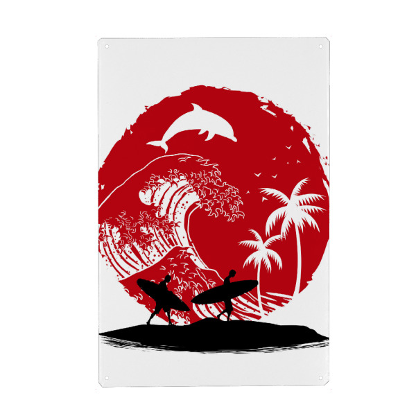 Holzbild "Surfing the big wave" artboxONE - Reise,Tiere,Menschen,Reise / Strand und Meer