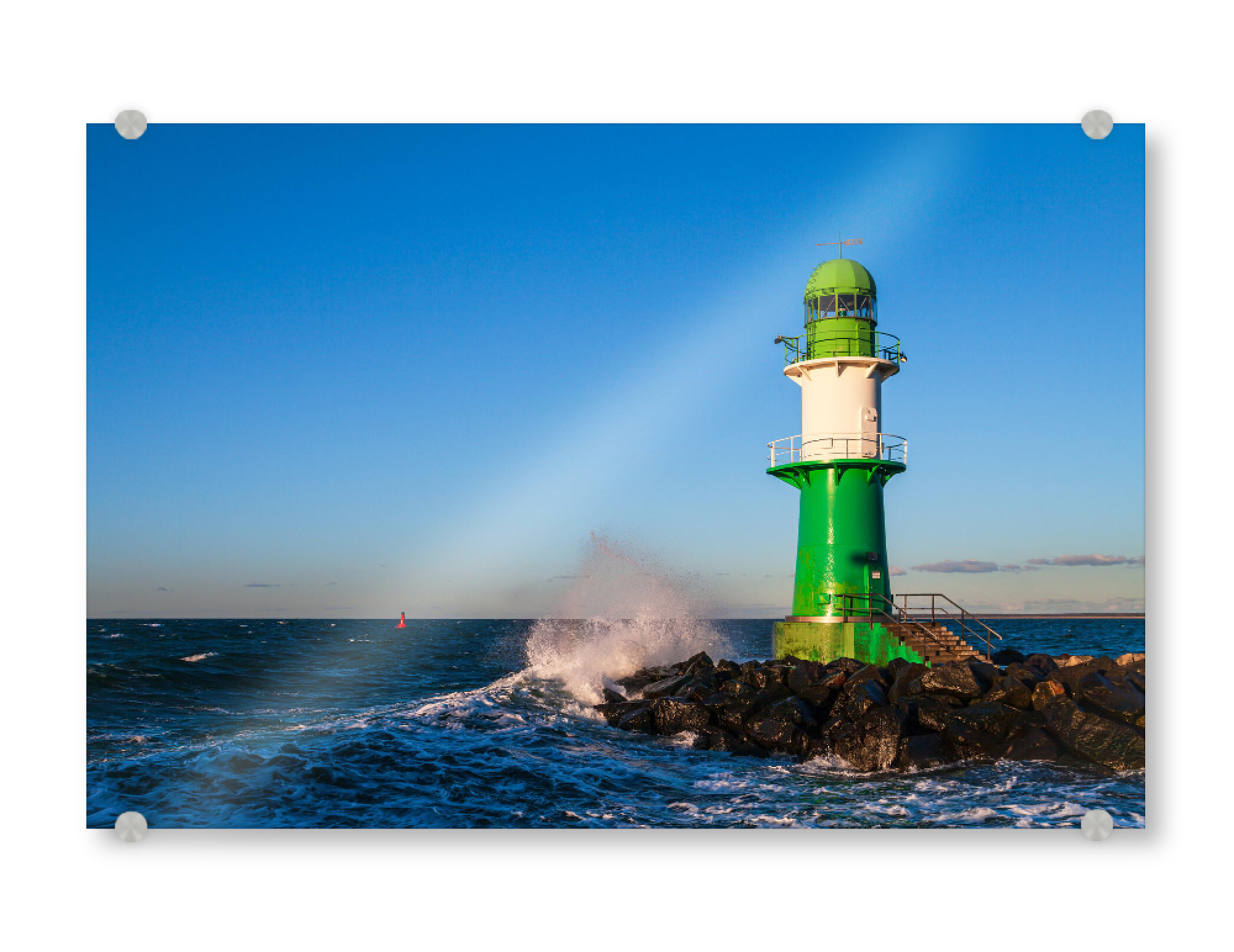 Acrylglasbild "Welle und Molenturm" artboxONE - Natur,Reise,Architektur,Reise / Strand und Meer