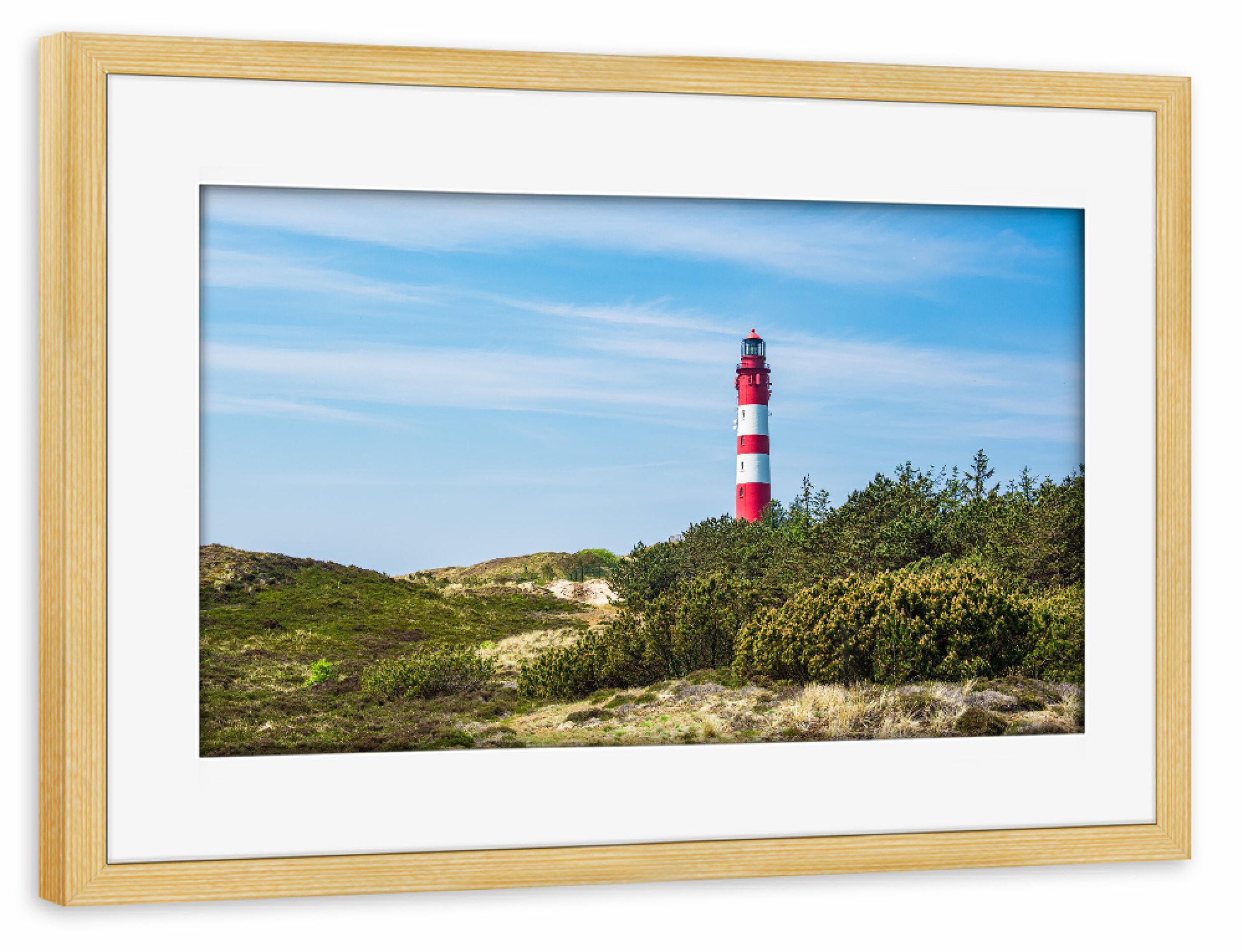 Poster mit Rahmen kiefer "Leuchtturm in der Düne" artboxONE - Natur,Reise,Architektur