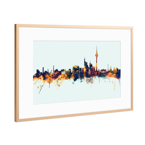 Poster mit Rahmen Kupfer "Berlin Germany Skyline Winter" artboxONE - Städte,Städte / Berlin