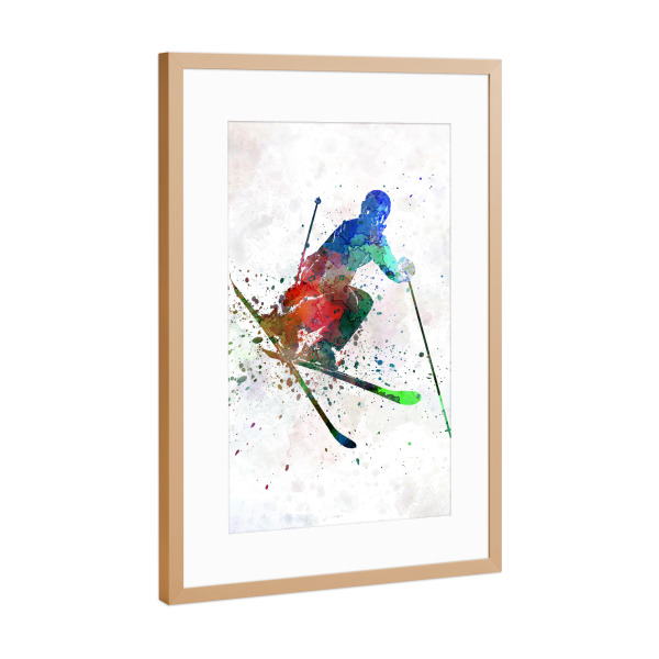 Poster mit Rahmen Kupfer "Skier in watercolor" artboxONE - Sport