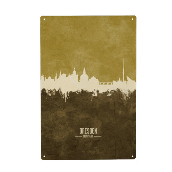 Metall Poster "Dresden Germany Skyline Brown" artboxONE - Städte