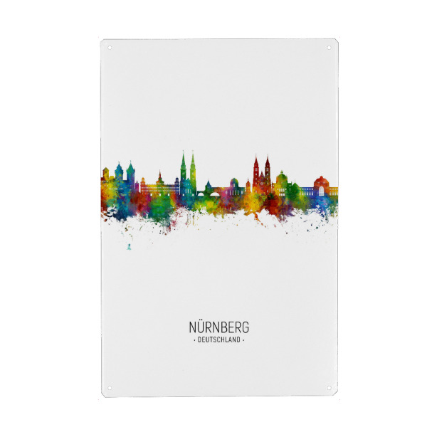 Holzbild "Nürnberg Germany Skyline Portrait" artboxONE - Städte