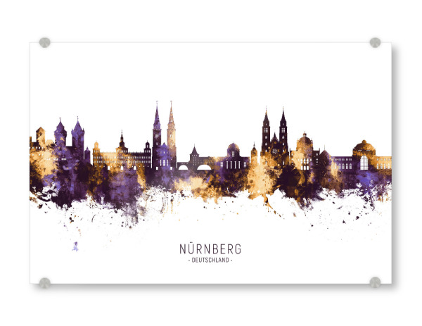 Acrylglasbild "Nürnberg Skyline PurpleGold" artboxONE - Städte
