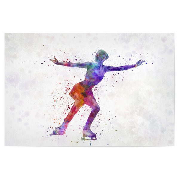 Poster "Watercolor ice skating" artboxONE - Sport - Watercolor,Sport,Sports,Color,Illustration,Decorative,Young,Jump,Ice skating,Skater