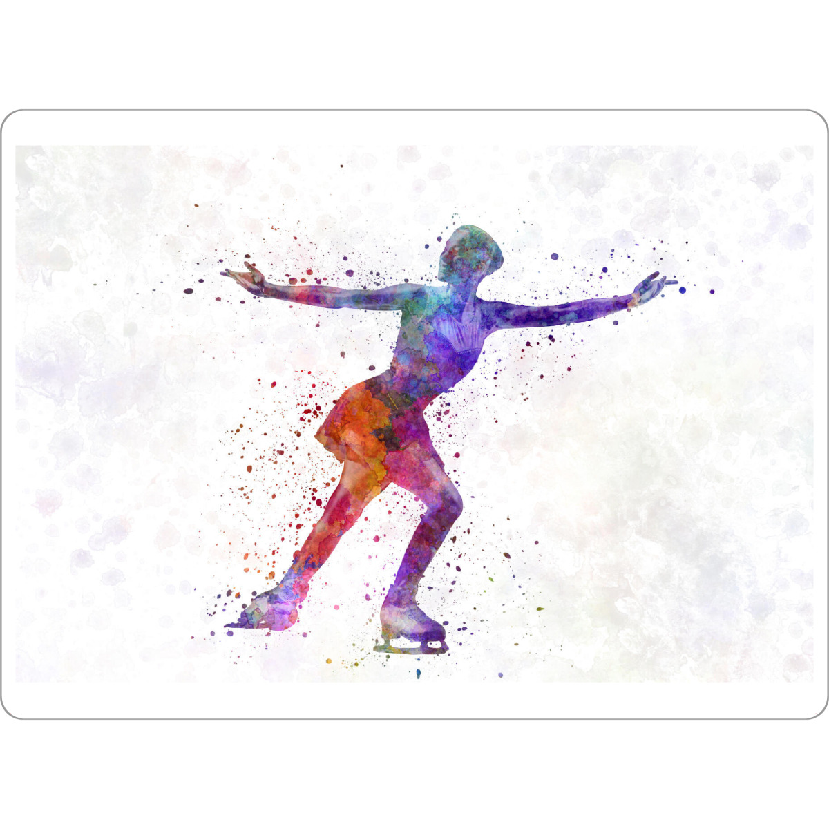 Tischset "Watercolor ice skating" artboxONE - Sport - Watercolor,Sport,Sports,Color,Illustration,Decorative,Young,Jump,Ice skating,Skater