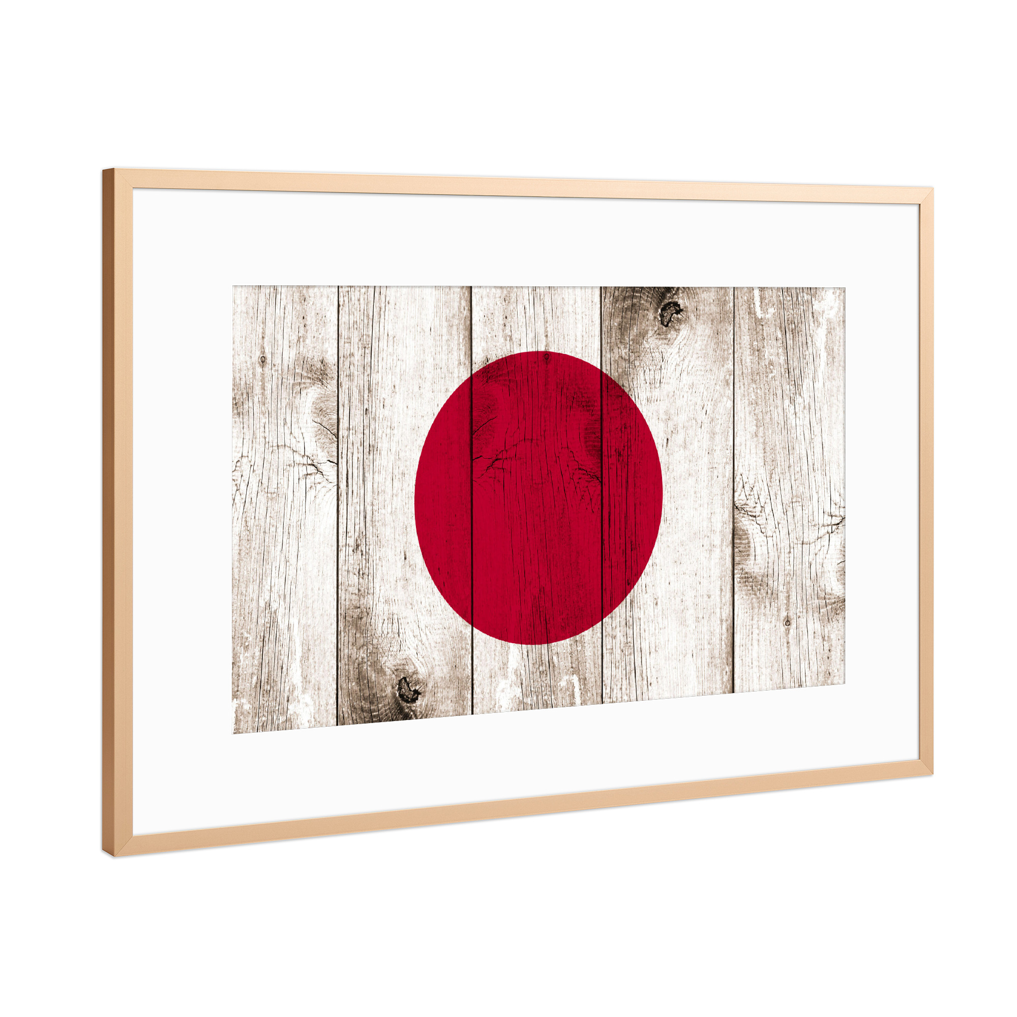 Poster mit Rahmen Kupfer "Japan Vintage Flag" artboxONE - Reise / Asien - Flagge,Fahne,Japan,Sonne,Vintage,Grunge,Flag,Sun