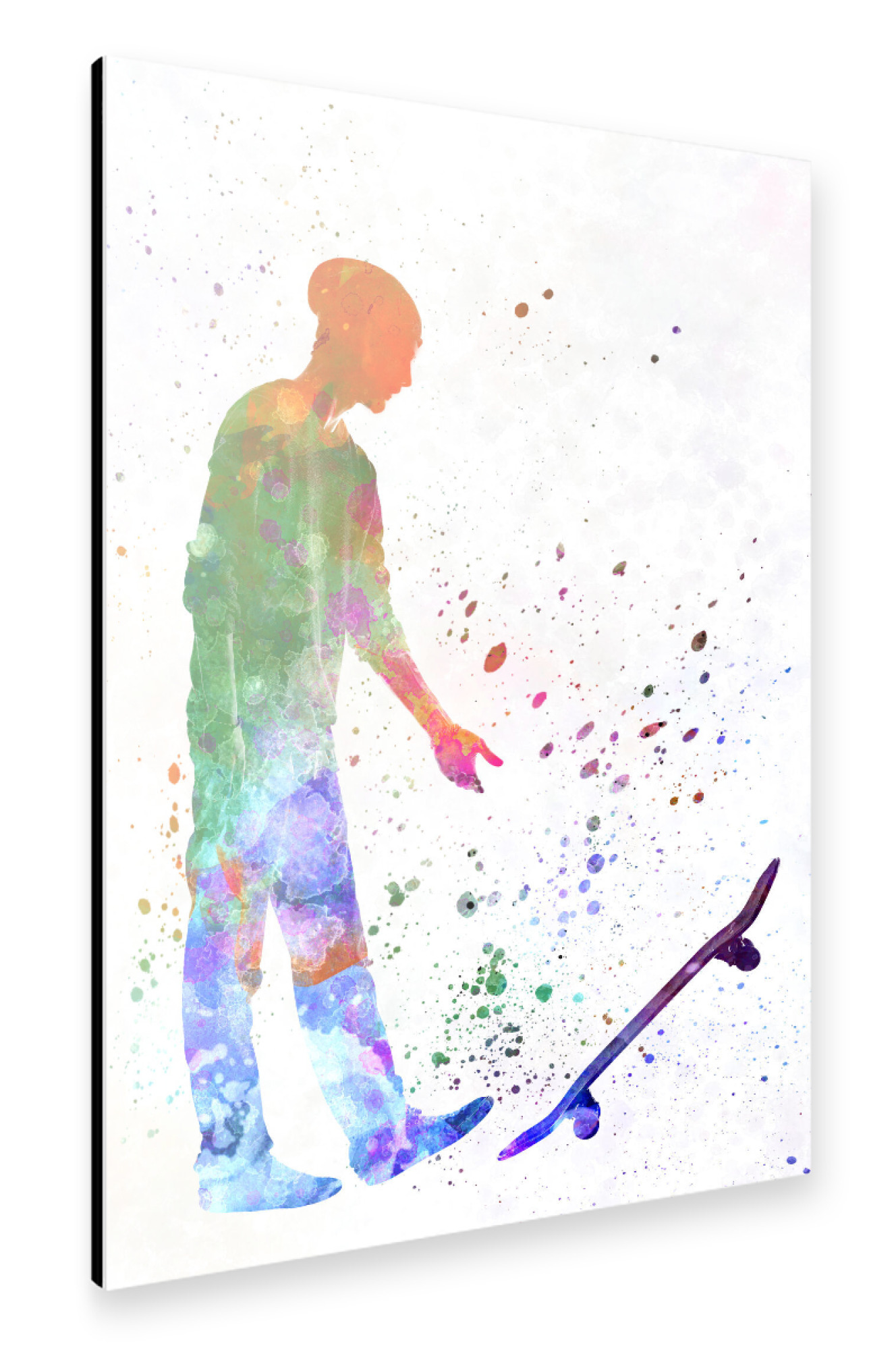 Alu-Dibond "Man skateboard in watercolor-i" 30x20 cm artboxONE