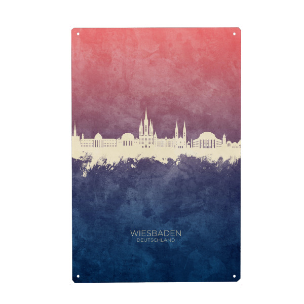 Metall Poster "Wiesbaden Skyline BlueRose" artboxONE - Städte