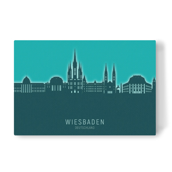 Leinwandbild "Wiesbaden Skyline Glow Teal" artboxONE - Städte