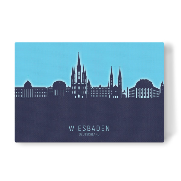 Leinwandbild "Wiesbaden Skyline Glow Blue" artboxONE - Städte