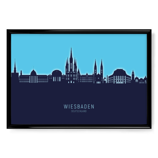 Wiesbaden Skyline Glow Blue