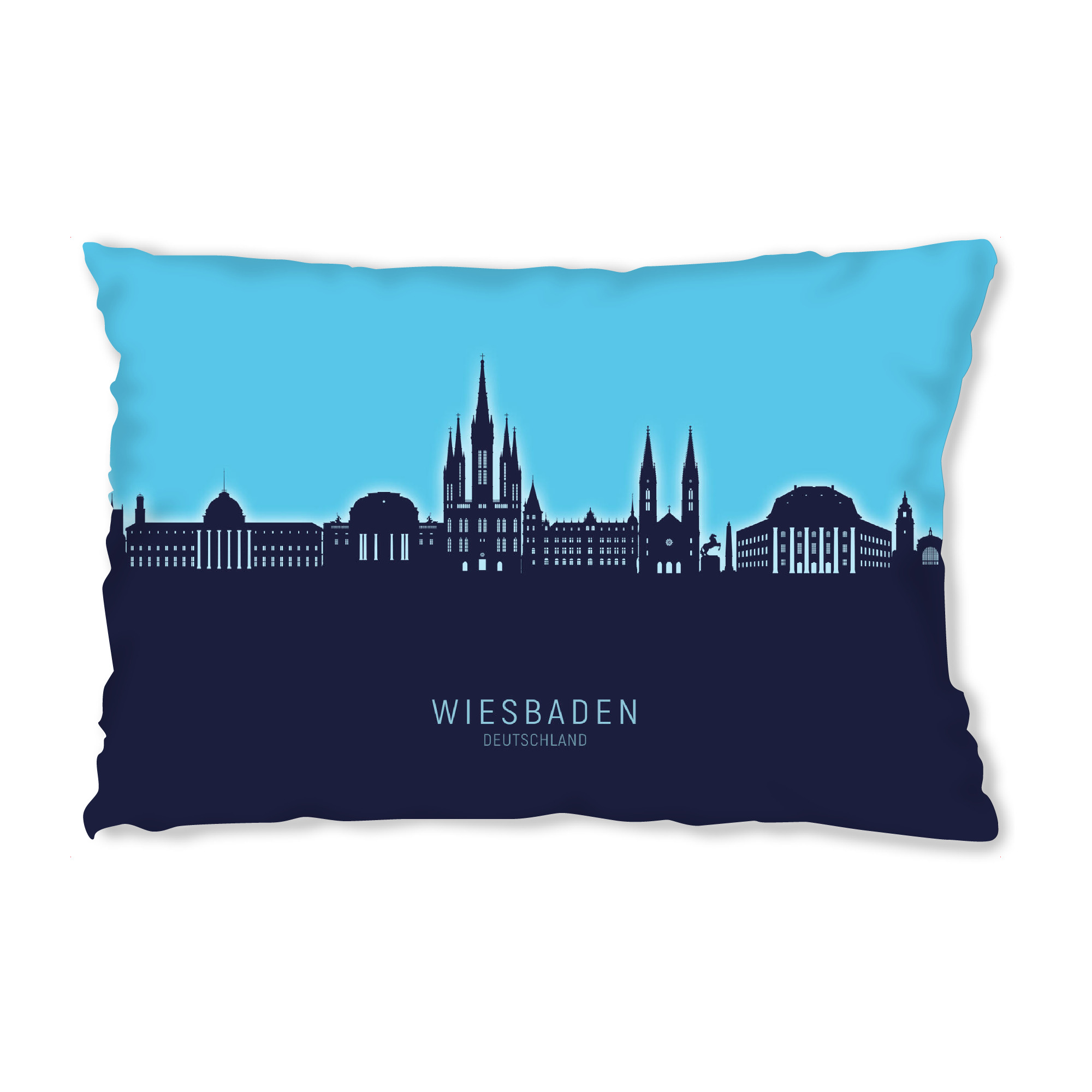Design-Kissen "Wiesbaden Skyline Glow Blue" artboxONE - Städte