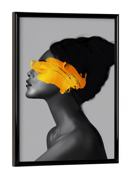 Poster mit schwarzem Rahmen "Yellow Girl I" artboxONE - Menschen - Yellowgirl,Woman,Cosmic,Realism,Painting,Art,Frau,Female,Body,Körper