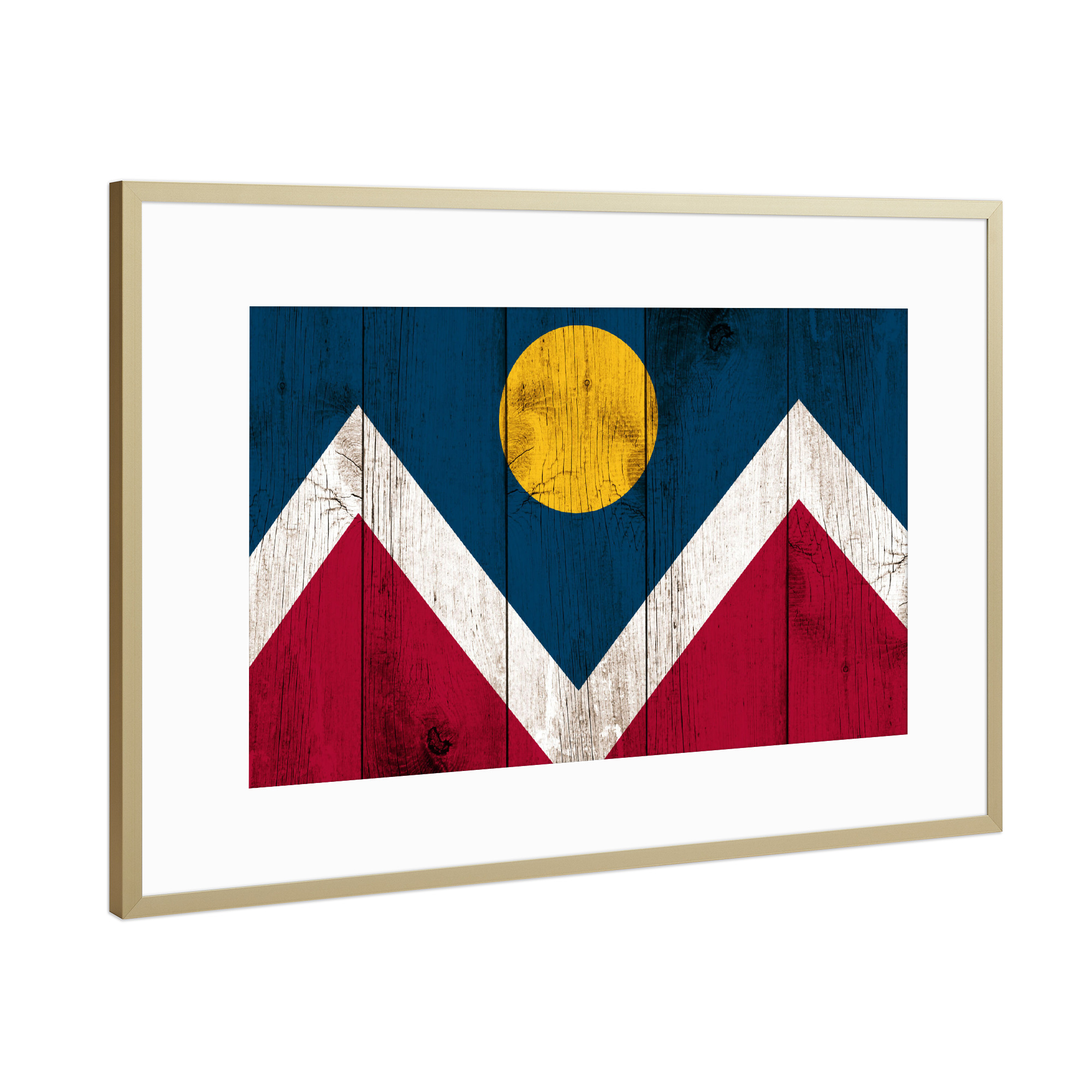 Poster mit Rahmen Gold "Denver Flag" artboxONE - Städte