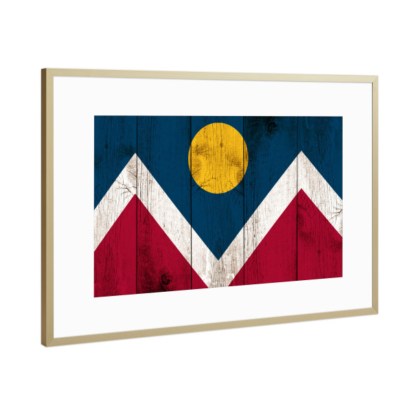 Poster mit Rahmen Gold "Denver Flag" artboxONE - Städte