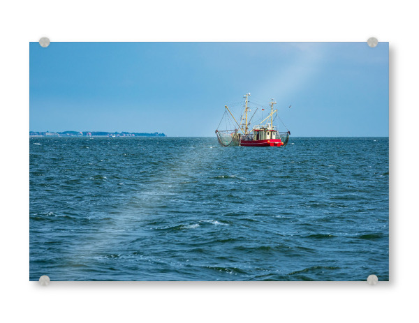 Acrylglasbild "Krabbenkutter vor Pellworm" artboxONE - Natur,Reise,Reise / Strand und Meer