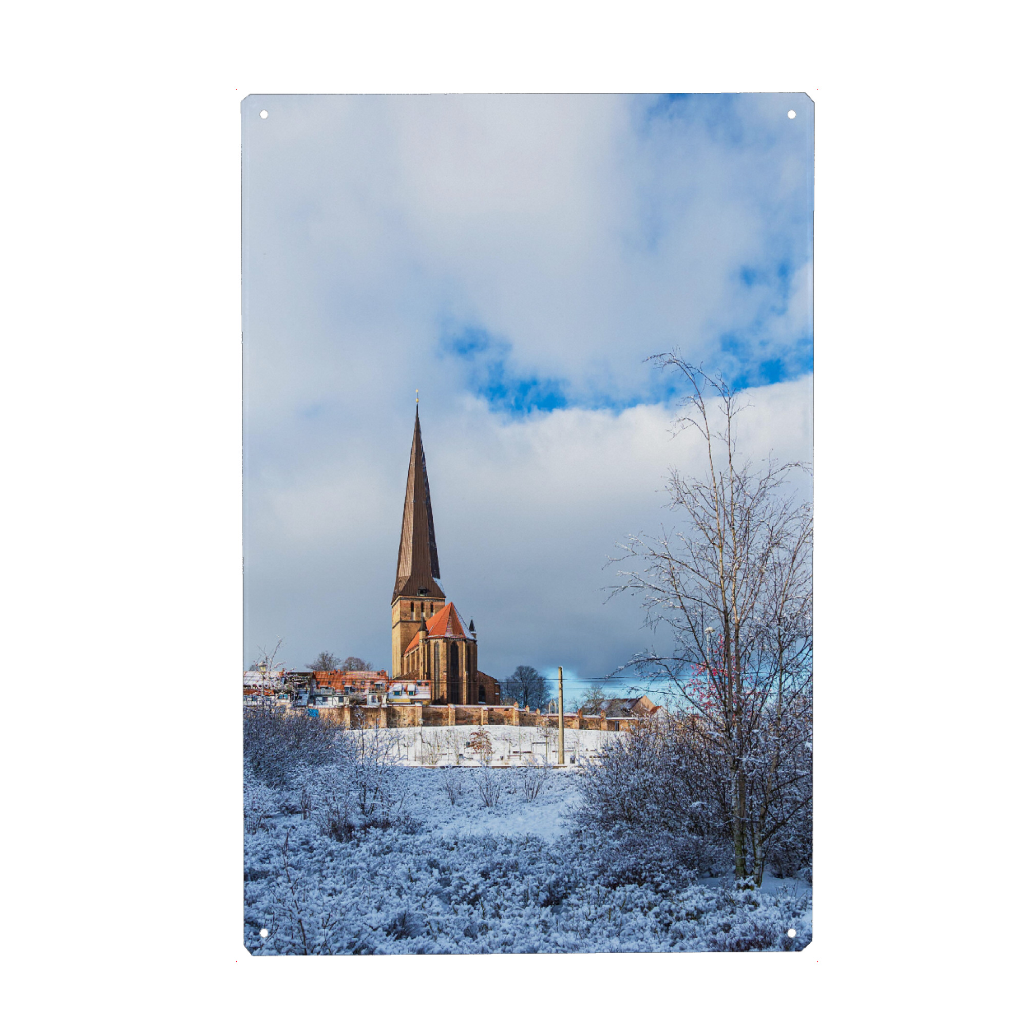 Holzbild "Stadtmauer im Winter" artboxONE - Natur,Reise,Architektur,Städte / Weitere
