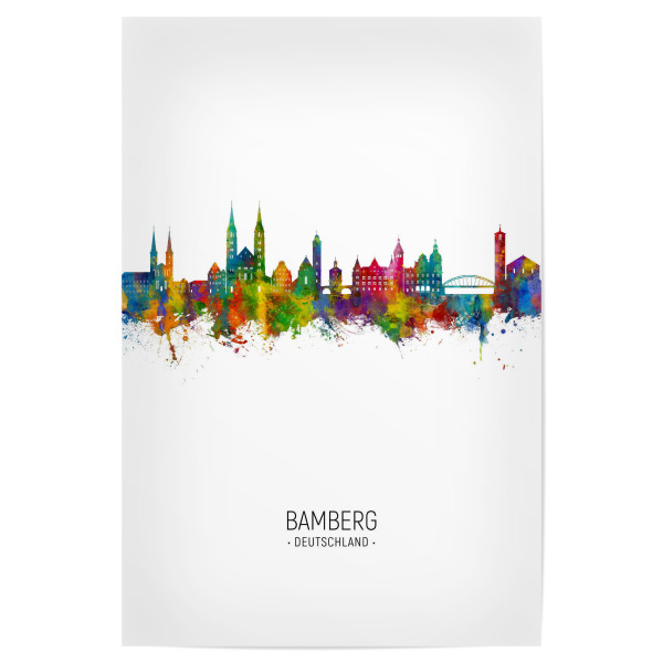 Poster "Bamberg Germany Skyline Portrait" artboxONE - Städte - Bamberg,Deutschland,Skyline,Cityscape,Stadtbild,Watercolor,Painting,City,Stadt,Germany