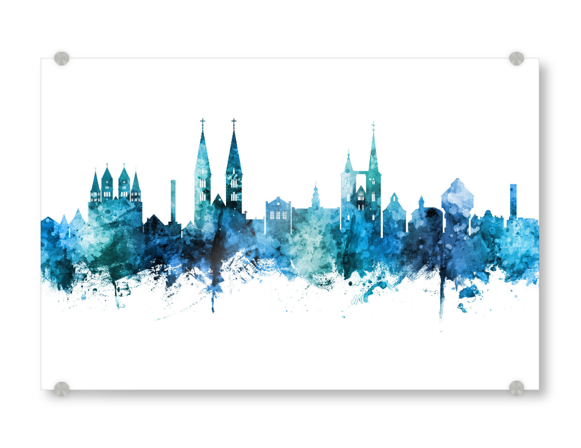 Acrylglasbild "Halberstadt Germany Skyline Blue" artboxONE - Städte