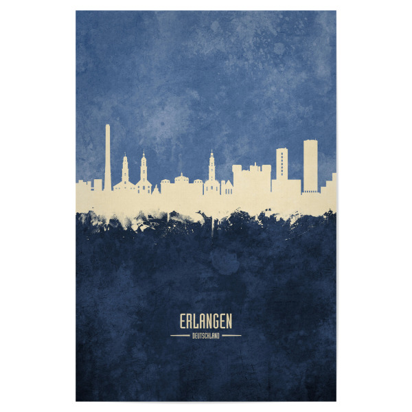 Poster 30x20 cm "Erlangen Germany Skyline Navy" artboxONE - Städte