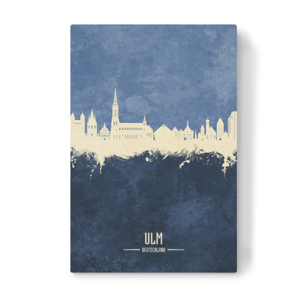 Leinwandbild "Ulm Germany Skyline Navy" artboxONE - Städte - Ulm,Deutschland,Skyline,Cityscape,Stadtbild,Watercolor,City,Stadt,Germany